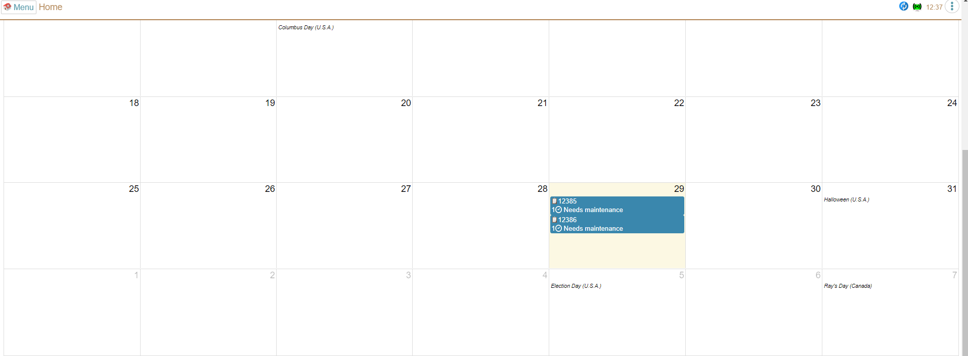 WO on Work Calendar